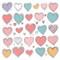 AI generated Heart clipart set doodles vector illustration