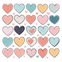 AI generated Heart clipart set doodles vector illustration