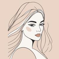 Woman line art portrait illustration vector design