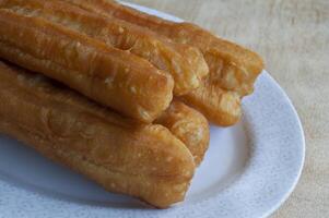 Close up of cakoi on white plate. Asian food concept photo