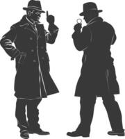 AI generated Silhouette detective in action full body black color only vector