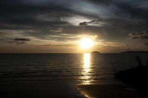 Beautiful evening view of beach. Beach in Borneo, Malaysia photo