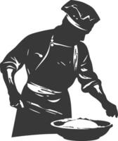 AI generated Silhouette baker in action full body black color only vector