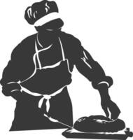 AI generated Silhouette baker in action full body black color only vector