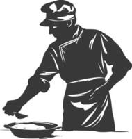 AI generated Silhouette baker in action full body black color only vector