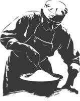 AI generated Silhouette baker in action full body black color only vector