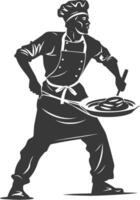 AI generated Silhouette baker in action full body black color only vector