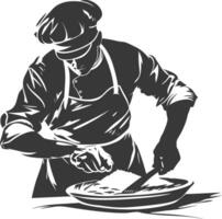 AI generated Silhouette baker in action full body black color only vector