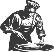 AI generated Silhouette baker in action full body black color only vector