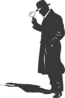 AI generated Silhouette detective in action full body black color only vector