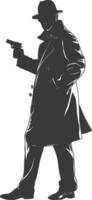 AI generated Silhouette detective in action full body black color only vector