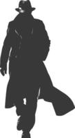 AI generated Silhouette detective in action full body black color only vector