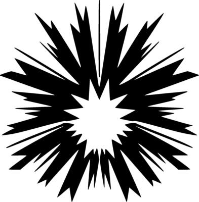 Explosion - Black and White Isolated Icon - Vector illustration