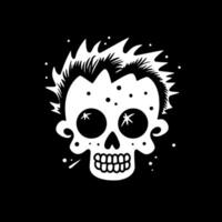 cráneo - negro y blanco aislado icono - vector ilustración