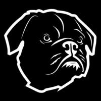 Pug, Black and White Vector illustration