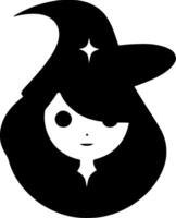 Witch, Black and White Vector illustration