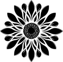 Sunflower, Black and White Vector illustration