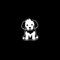 perrito - negro y blanco aislado icono - vector ilustración