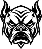 Bulldog, Black and White Vector illustration