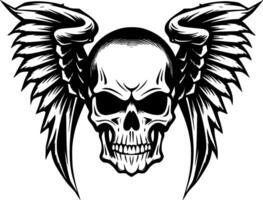 Skull With Wings - Black and White Isolated Icon - Vector illustration