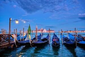 San Giorgio Maggiore Church with full moon. Venice, Italy photo