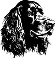 cocker spaniel - negro y blanco aislado icono - vector ilustración