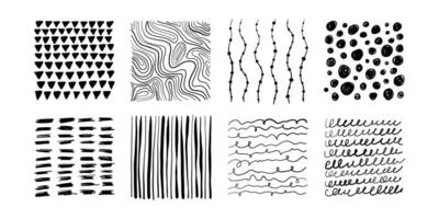 Hand drawn textures set. vector