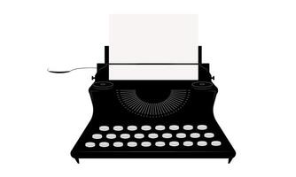 Black vintage typewriter, writing machine. Publishing, journalism symbol. vector