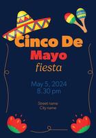 Cinco De Mayo announcing poster template. Text customized for invitation for fiesta party. vector