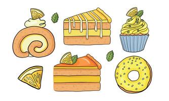 Vector set lemon sweets icons.