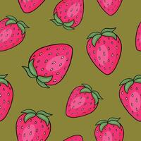 Strawberry pattern on green background, a fruity and natural artwork vector