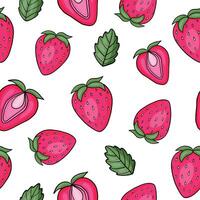 Strawberries hand drawn seamless pattern background vector