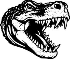 Crocodile, Black and White Vector illustration