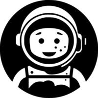 astronauta - negro y blanco aislado icono - vector ilustración