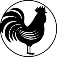 Rooster - Black and White Isolated Icon - Vector illustration