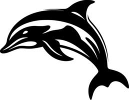 Dolphin, Black and White Vector illustration