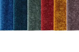 Multi colored set of upholstery fabric samples for selection, collection of textile swatches photo