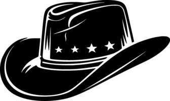 vaquero sombrero - negro y blanco aislado icono - vector ilustración