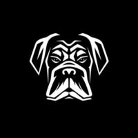 Boxer perro - negro y blanco aislado icono - vector ilustración