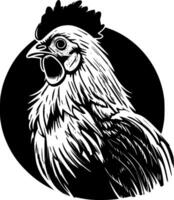 Chicken, Black and White Vector illustration