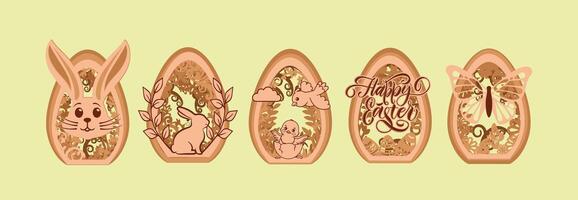 Pascua de Resurrección huevos haz en capas plantillas vector