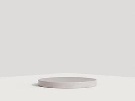 Empty podium or pedestal display on white background with cylinder stand concept. Blank product shelf standing backdrop. 3D rendering. photo
