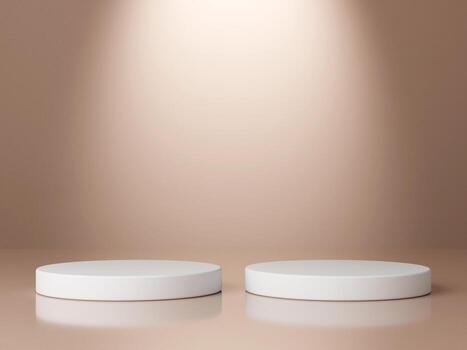 Set of cylinder pedestal podium display, Empty room background. Abstract modern rendering 3d shape for products display presentation. photo