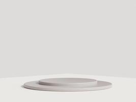 Empty podium or pedestal display on white background with cylinder stand concept. Blank product shelf standing backdrop. 3D rendering. photo