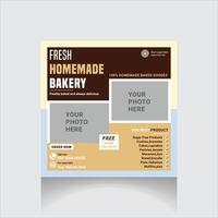 fresh homemade bakery social media post vector