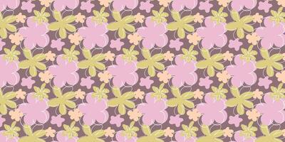 seamless pattern with flowers in retro groove style for fabrics ,social media posts, banner, card design. etc. Vector illustration