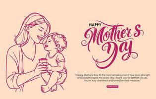 Happy mothers day celebration post with mother and child vector