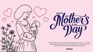 Happy mothers day celebration post with mother and child vector