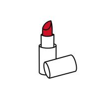 Lipstick simple doodle vector illustration. Cute hand drawn element isolated on white background