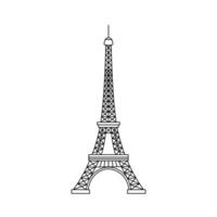 Eiffel Tower doodle vector illustration. French national symbol isolated on white background. Paris architecture